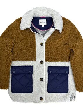 BODEN Sherpa Fleece Jacket BORG QUILTED COAT Fall Winter Designer Womens Small